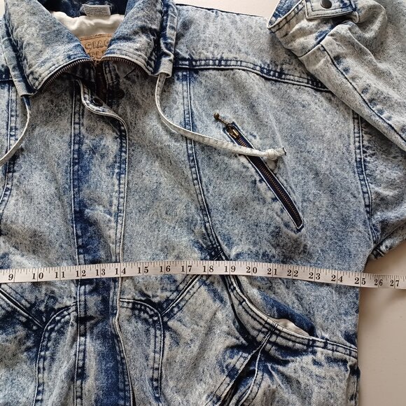 Giacca Blues 80s Acid-wash Denim Bomber Jacket - Picture 10 of 16